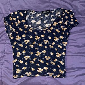 Blue Floral Crop Top Size Small